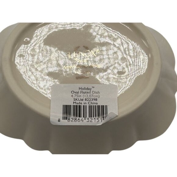 Lenox American By Design "Merry" Holly Berries Oval Fluted Dish 5" NIB Christmas - Picture 10 of 10